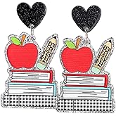 Colorful Teacher Earrings Apple Pencil Books Glitter Acrylic Earrings Graduation Back to School Jewelry