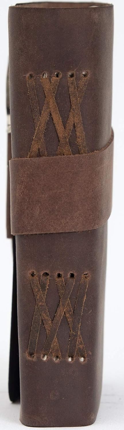 Genuine Leather Journal Writing Notebook with Pen Hand Made in India for Men and Women - Unlined Hand Crafted Recycled Sheets - 8x6 Inches - Perfect Gift Travel Diary, Sketchbook with Gift Box : Office Products