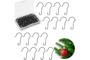 Hotop 100 Pieces Christmas Ornament Hooks Metal Wire Ornament Hooks Christmas Tree Hangers with Storage Box for Xmas Tree Party Decorations (Black)