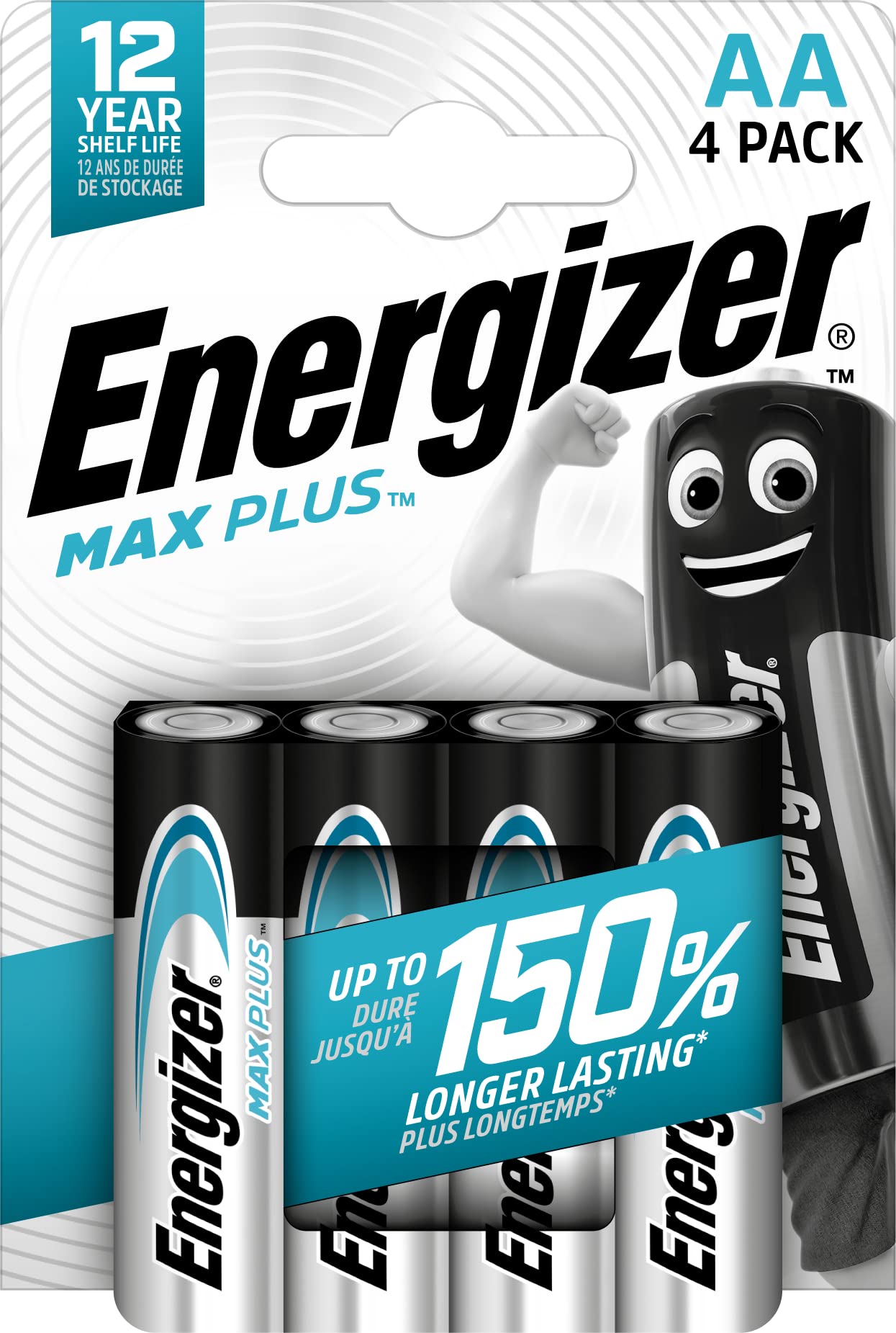 Energizer MaxPlus AA Alkaline Batteries, 4 each