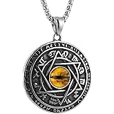 STWTR Red Eye Amulet Seal Solomon Hexagonal Star Twelve Constellation Pendant Blue Eye Stainless Steel Necklace
