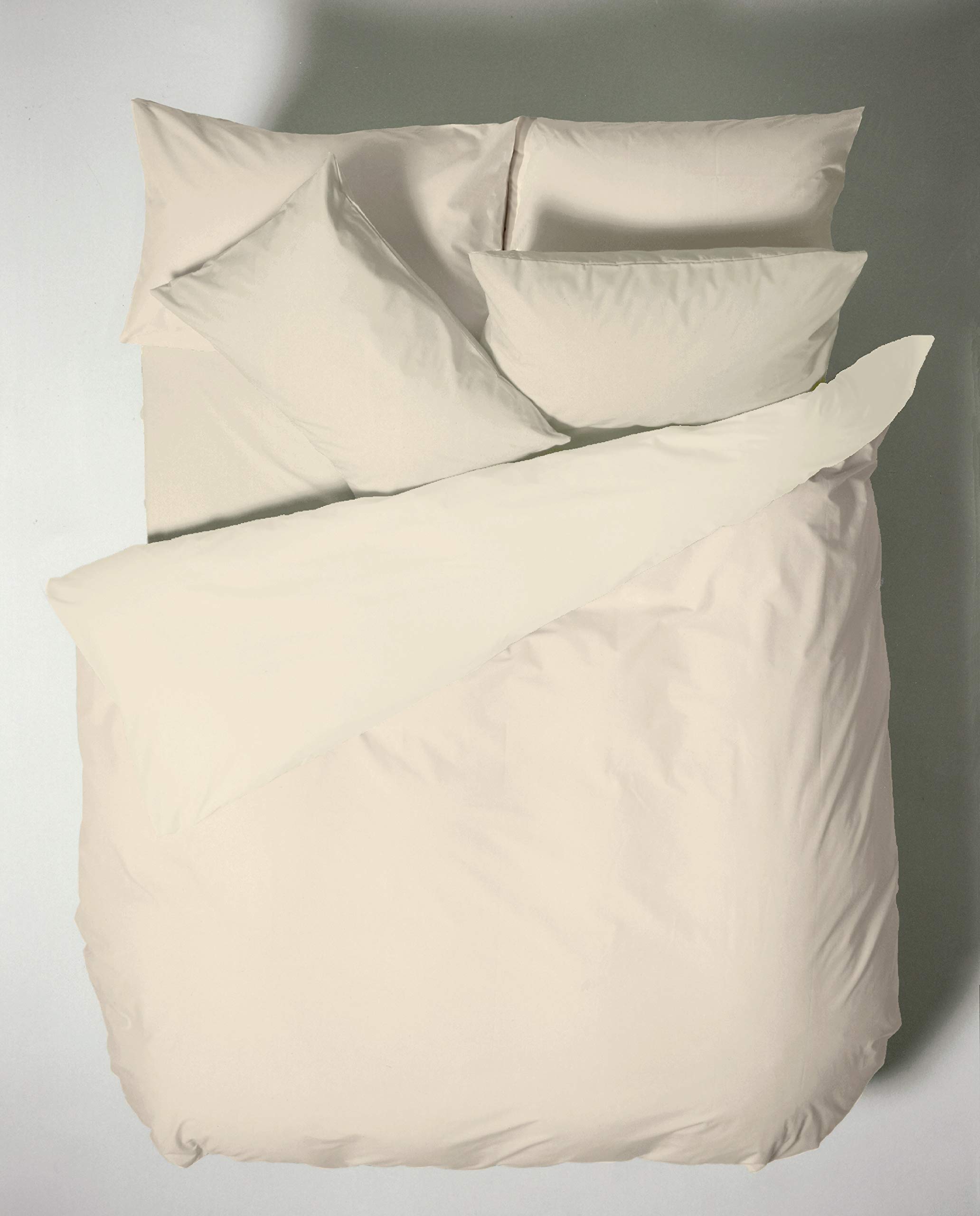 Plain Dyed Cotton Percale Cream 200TC Flat Sheet 240 x 280 cm