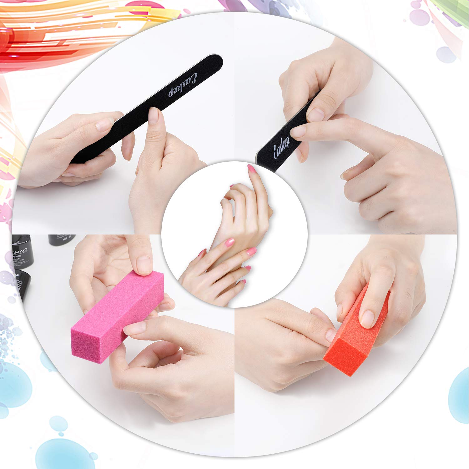 30Pcs Professional Nail Files and Buffer, Easkep Manicure Tools Kit Rectangular Art Care Buffer Block Tools 100/180 Grit : Beauty
