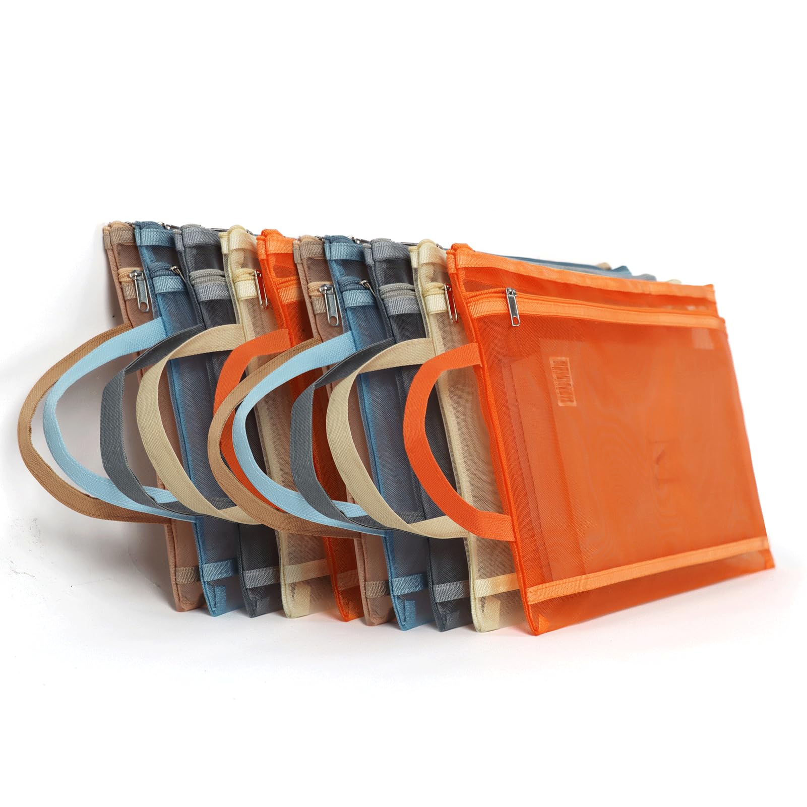 Photo 1 of 10 Pack Colored Mesh Zipper Pouch Bags with Handles, Double-Layer Nylon A4 Mesh Toy Storage Bags for Building Blocks, Puzzles & Toy Storage, Travel-Friendly Organizer for School, Office & Games