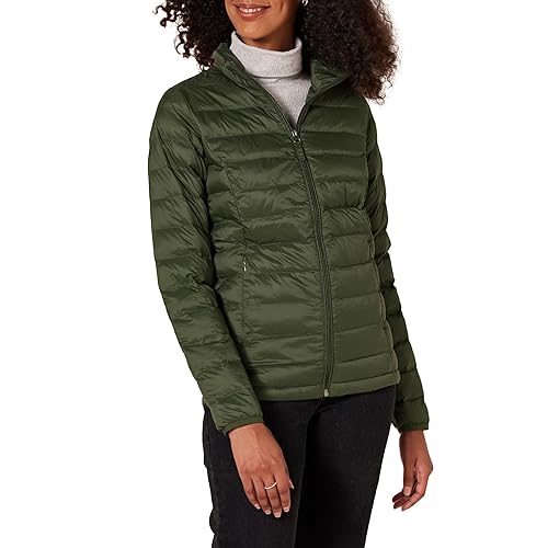 Amazon Essentials Women's Lightweight Long-Sleeve Water-Resistant Packable Puffer Jacket (Available in Plus Size), Dark Olive, 4X