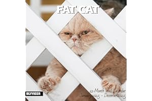BLYYIEER 2025 Wall Calendar,Calendar 2025,Fat Cats Monthly Wall Calendar, 12" x 24" Open,Family Planner Calendar Organizer with funny fat cats Images, for Cats Lovers