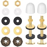 Toilet Bolts for Floor, 2 Pack Heavy Duty Toilets Floor Bolts and Caps Closet Metal Flange Bolt Kit With Washers, Nuts, Caps, Secure Toilet Bowl to Floors, Replacement Hardware for Top Mount Hinges​