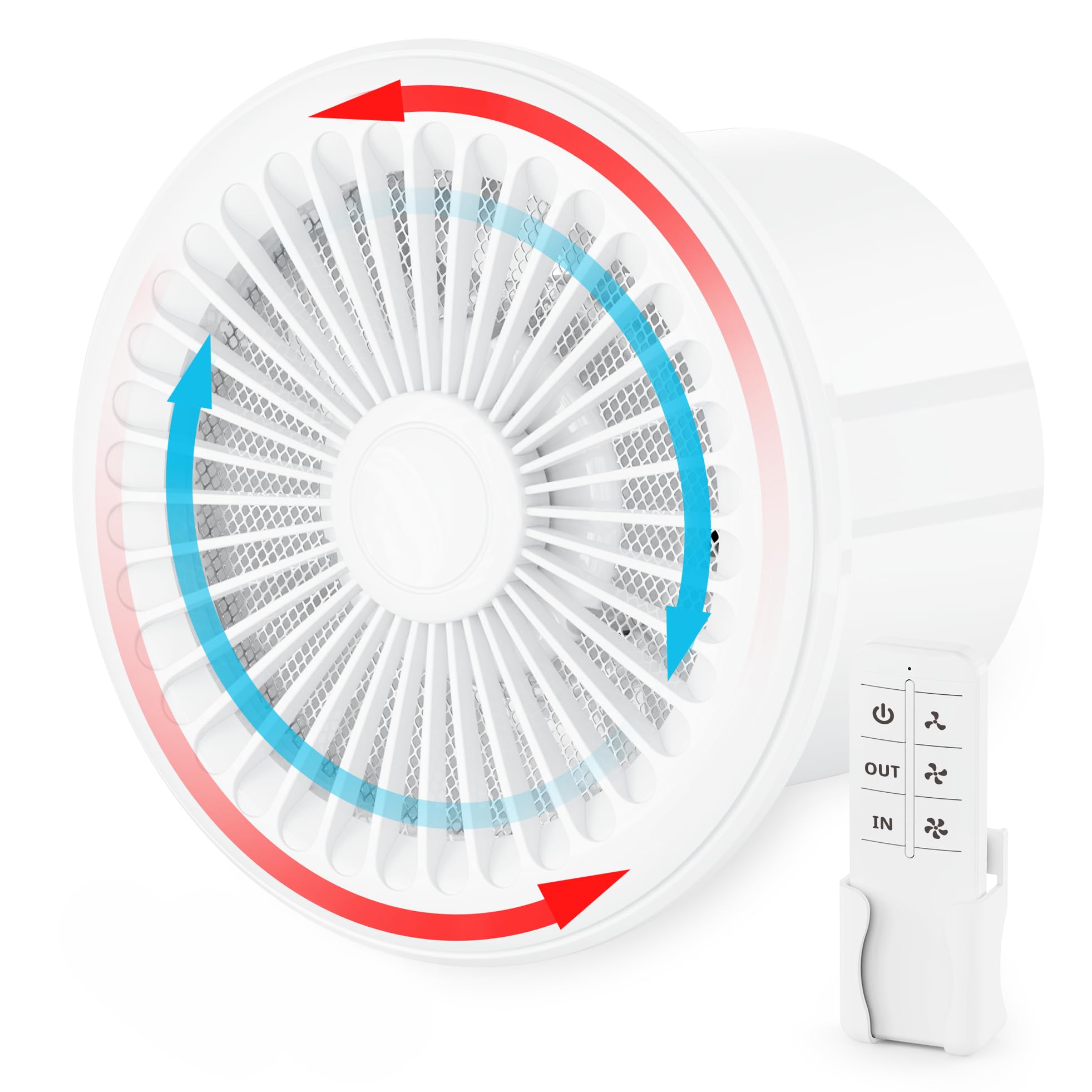 Photo 1 of HG Power 6 Inch Reversible Bathroom Exhaust Fan with Remote Control, 3-Speed, 2-in-1 Intake & Exhaust, Low Noise Window Fan with Mesh Screen for Wall Ceiling Garage Basement Office Home, White