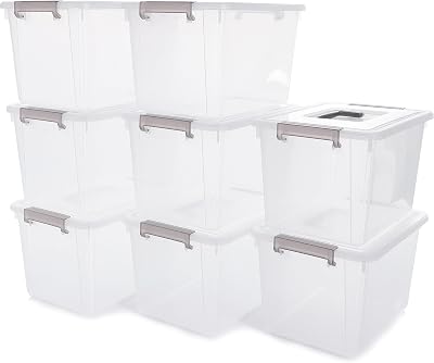 Citylife 8 Pack 5L Clear Storage Boxes with Lids 26x18x15 cm