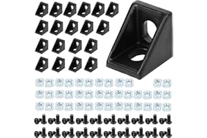 ORGRY 2020 Aluminum Profile Connector Set,20pcs Corner Bracket+40pcs 20 Series M5 T Nuts + 40pcs M5x8mm Hex Socket Cap with Wrench (Black)