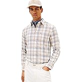Tommy Hilfiger Mens Long Sleeve Checked Shirts in Regular Fit, Men's Button Down Shirt