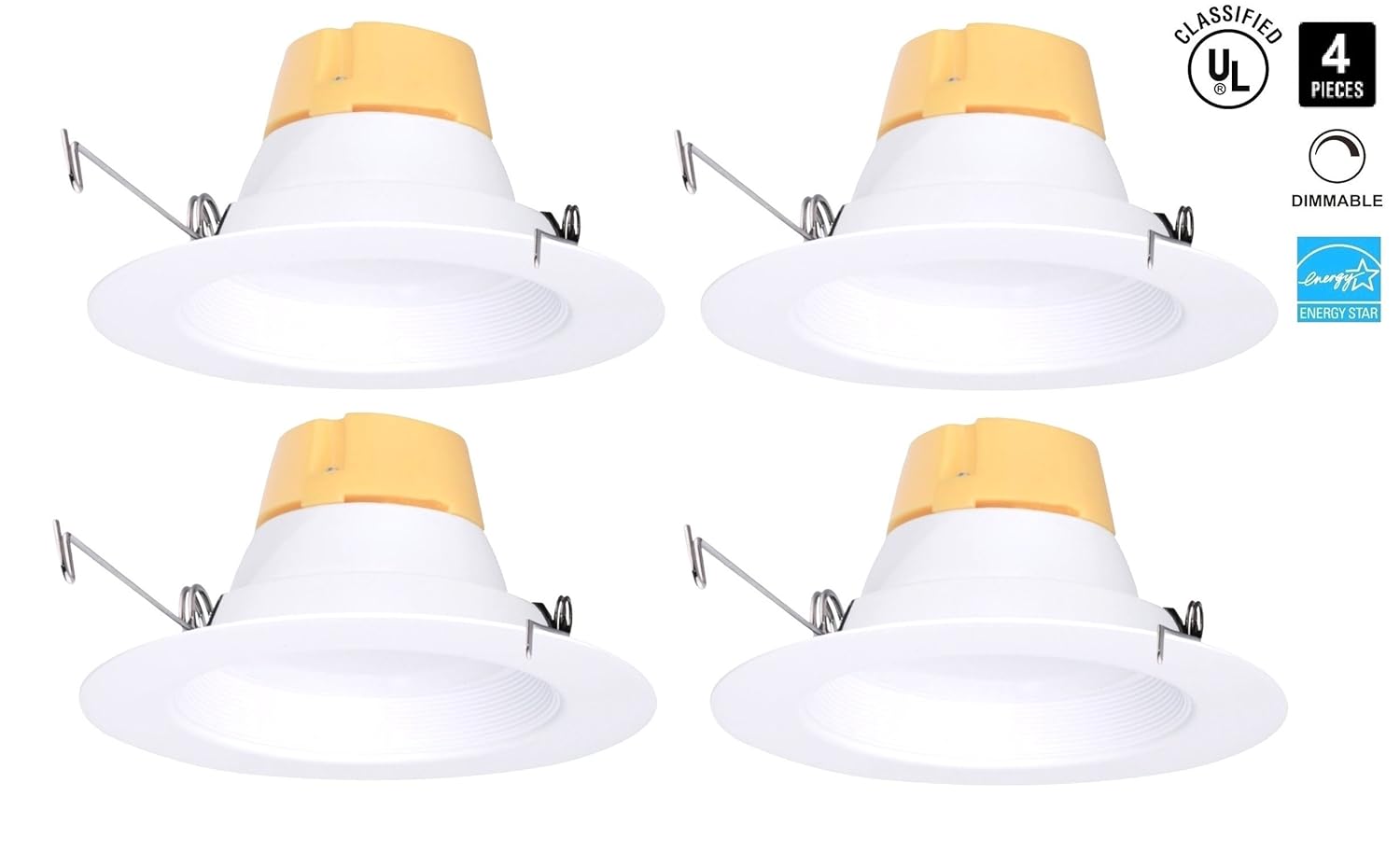 4 Pack 6inch LED Recessed Retrofit Downlight, 19w, 4000k, 1200 Lumens