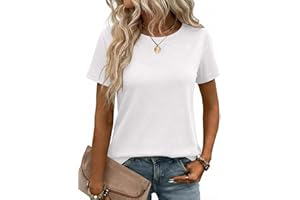 Zeagoo Womens Tops Short Sleeve Tshirts Crewneck Basic Summer Outfit Casual Plain Shirts Lasies Tee Shirts