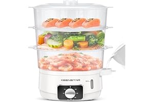 Electric Food Steamer for Cooking, 13.7QT Vegetable Steamer with 3 Tiers BPA-Free Baskets, 800W Fast Simultaneous Cooking, 60