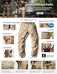 CQR Men's Military Cargo Pants, Water Resistant