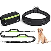 Dog Leash Hands Free, Waist Leash for Dog Walking with Pouch Removable| Shock Absorbing Bungee| Thickened Lumbar pad & Comfortable Dual Handles| Dog Running and Training,for 33-120lbs Dogs