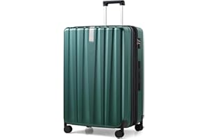 Hanke 29 Inch Expandable Checked Luggage Lightweight PC Hard Shell Luggage Suitcases with Wheels Travel Luggage Rolling Large Suitcase Travel Luggage Bag for Study Abroad.(Blackish Green)