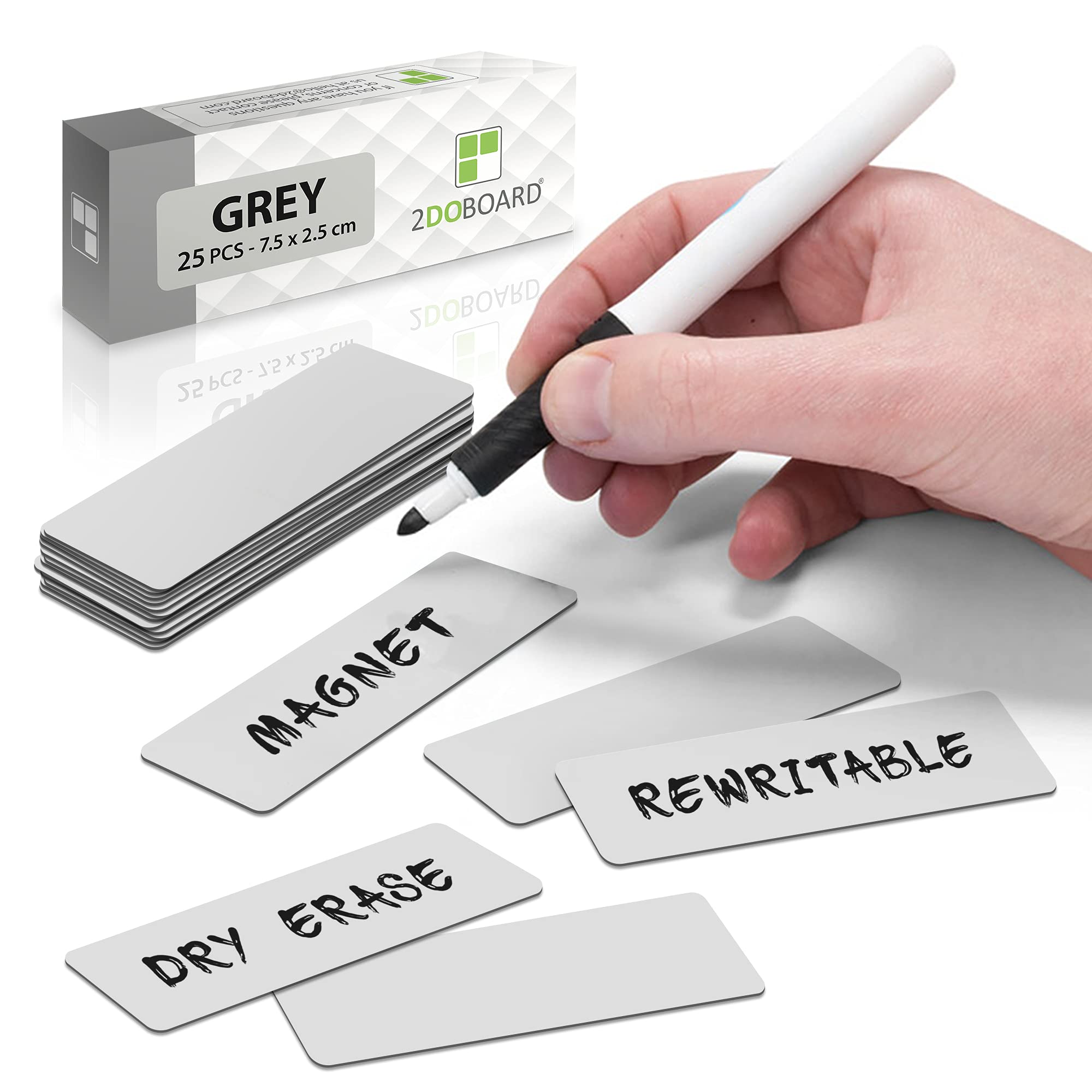 25 Magnetic notes or Magnetic Sticky Notes 3 x 1 Inch - Grey - Dry Erase