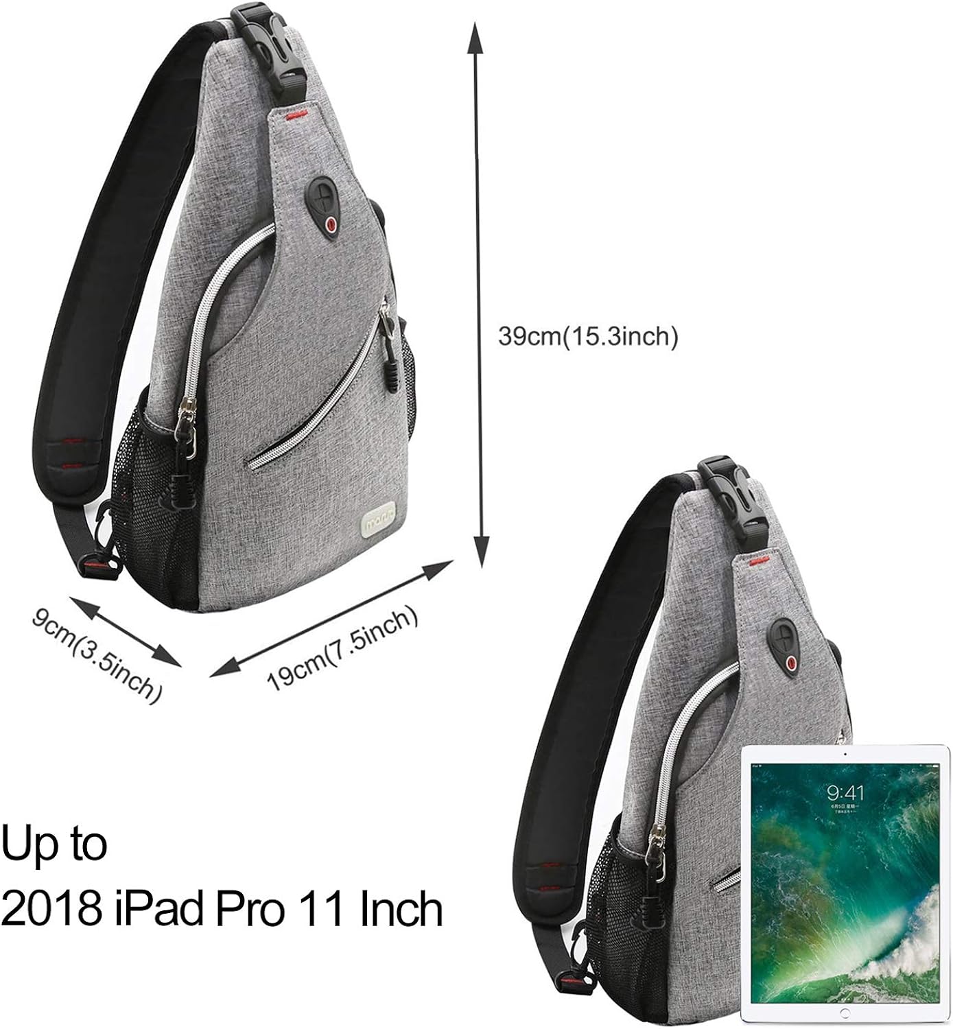 MOSISO Sling Backpack, Multipurpose Crossbody Shoulder Bag Travel Hiking Daypack, Gray : Sports & Outdoors