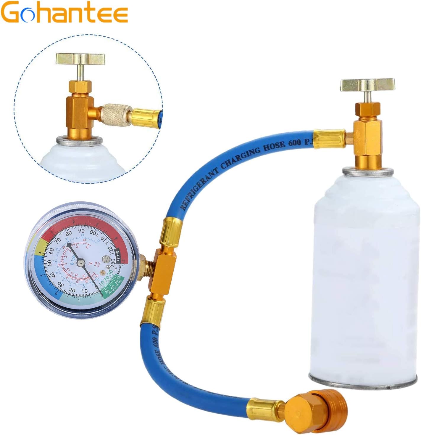 Kit Ricarica Refrigerante Auto R134A - Con Manometro, Valvola Di Retrofit E Tubo Per Aria Condizionata - Foto 11