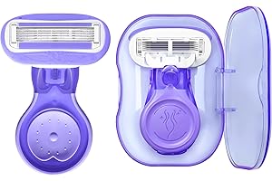 TEAIEEI Mini Travel 5 Blades Razor for Women, Includes 1 Mini Razor, 1 Travel Case (Purple)