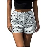 SweatyRocks Women's High Waisted Polka Dots Print Shorts Straight Leg Trendy Casual Mini Short