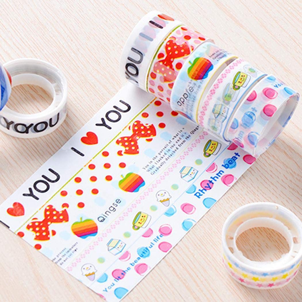 kirken 10pcs DIY Cartoon Tape Set Adhesive Scrapbooking Sticker for Scrapbooking Party Supplies Arts Crafts Decoration