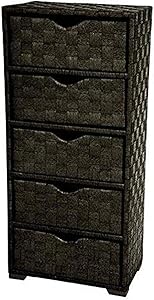 Oriental Furniture Natural Fiber Chest of Drawers - Five Drawer - Black