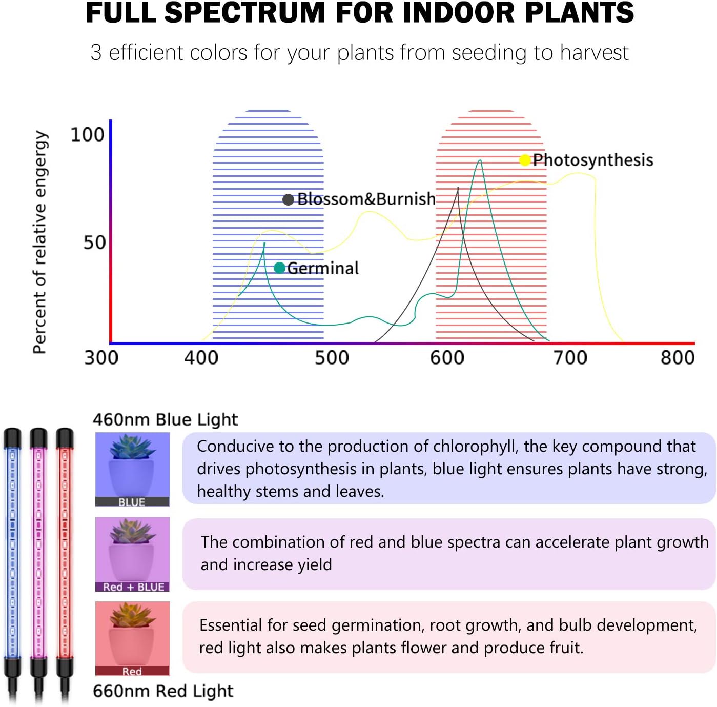 Grow Lights Plant Light for Indoor Plants Lamps Bulb Full Spectrum Auto ON/Off Timer: Home Improvement