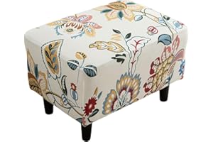 Eco-Ancheng Chair Cover Stretch Ottoman Cover Rectangular Storage Ottoman Slipcover Footrest Stool Covers for Foot Stool Cover with Nonslip Elastic Bottom,04