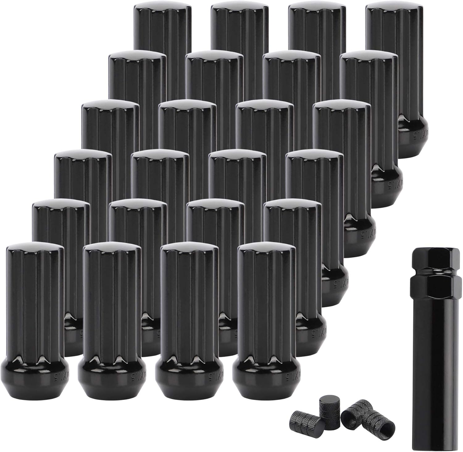 Rying M14x1.5 2inch Lug Nuts 24 Pcs Black, Closed End Spline Lug Nuts for Aftermarket Wheels Wheel Lug Nut,Bonus 1 Spline Tool/Key for Installation and Removal: Automotive