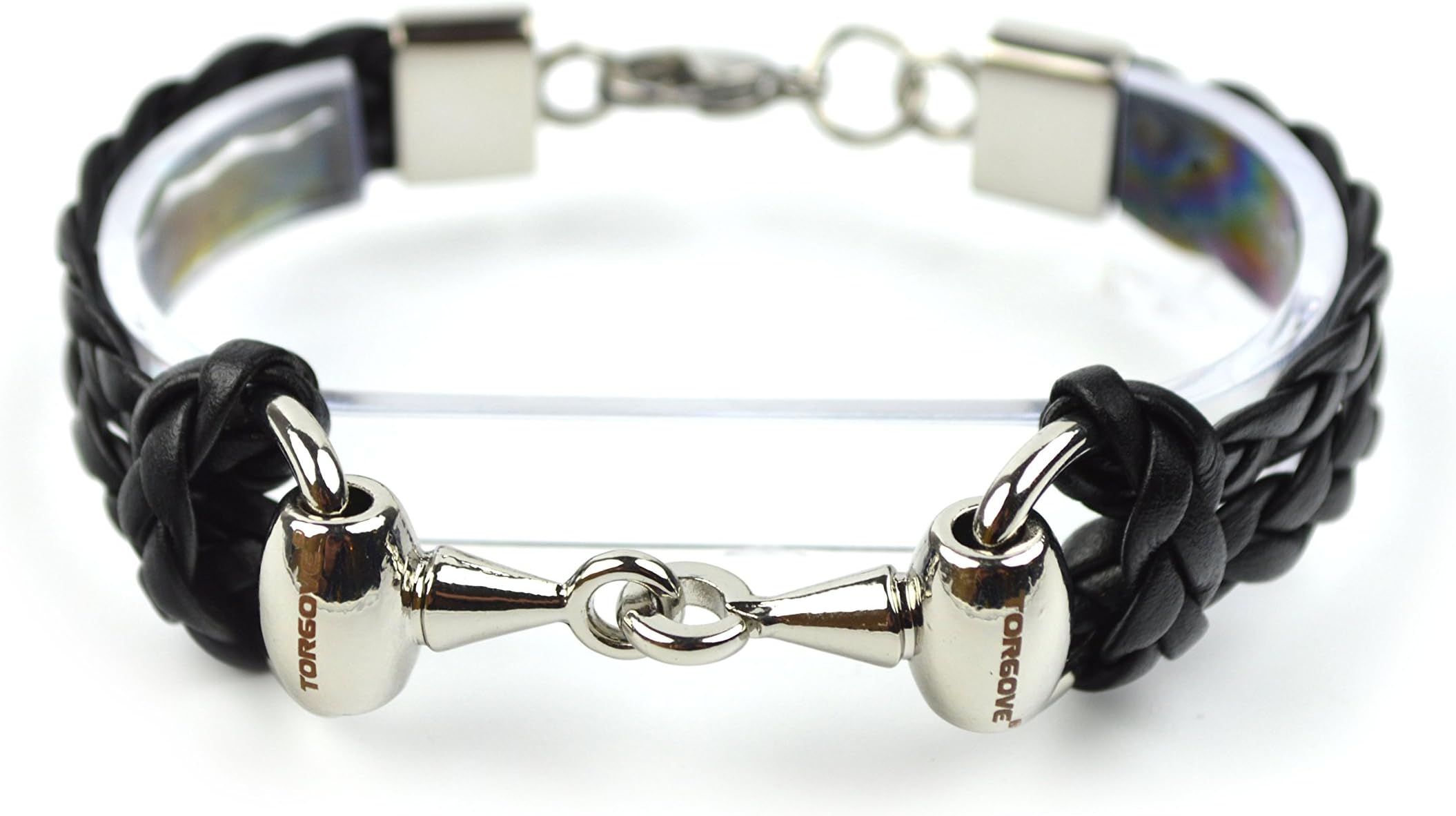 Original Door Gove® (Wide) Leather Horse Bit with Engraving on the Bit (Silver/Black)