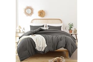 ROSGONIA Oversized King Comforter 120x120, 3pcs Super King Comforter (1 Dark Gray Comforter & 2 Pillowcases) Lightweight Warm