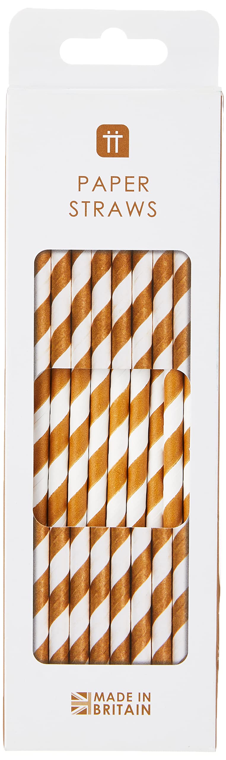 Talking Tables White and Brown Striped Paper Straws | Biodegradable Eco-Friendly Drinks, Pack of 20
