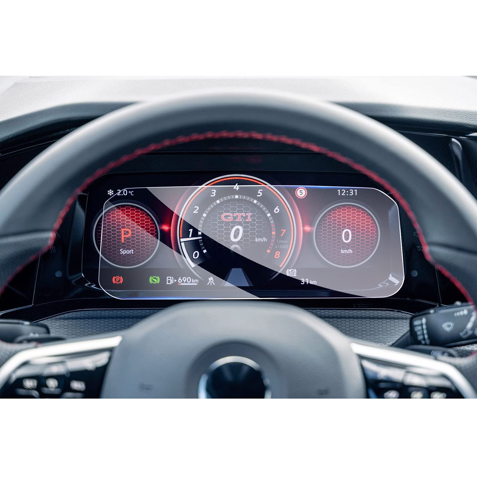 GAFAT Compatible with VW Golf 8 8.5 MK8 2020-2025 2026 10.25" Digital Cockpit Protective Film, Golf 8 GTI R Variant Tempered Glass Screen Protector for10.25 inch Digital Cockpit, 9H Anti-Scratch