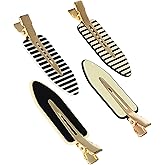 L. Erickson Tango Pinch Clip, 4 Pack Black & Cream, Cute Styling Hair Clips