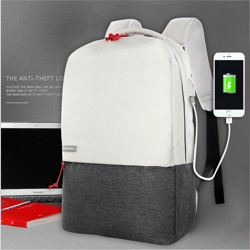 Guaiboshi Laptop Backpack with USB Charging Port, Water Resistance Notebook Backpack 15.6\