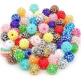 20mm, 16mm, 14mm, 12mm, 10mm Colorful Rhinestone Beads Round Spacer Beads for Jewelry Bracelet Necklace Pen Bag Chain Making Crafts Supplies (14mm Mix Colors)