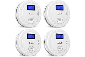 OLUNCLE 4-Pack,Smoke and Carbon Monoxide Detector,2 in 1 CO & Smoke Alarm,Carbon Monoxide Detectors,Smoke Detector,85dB in Alarm,LCD Screen,Easy to Install