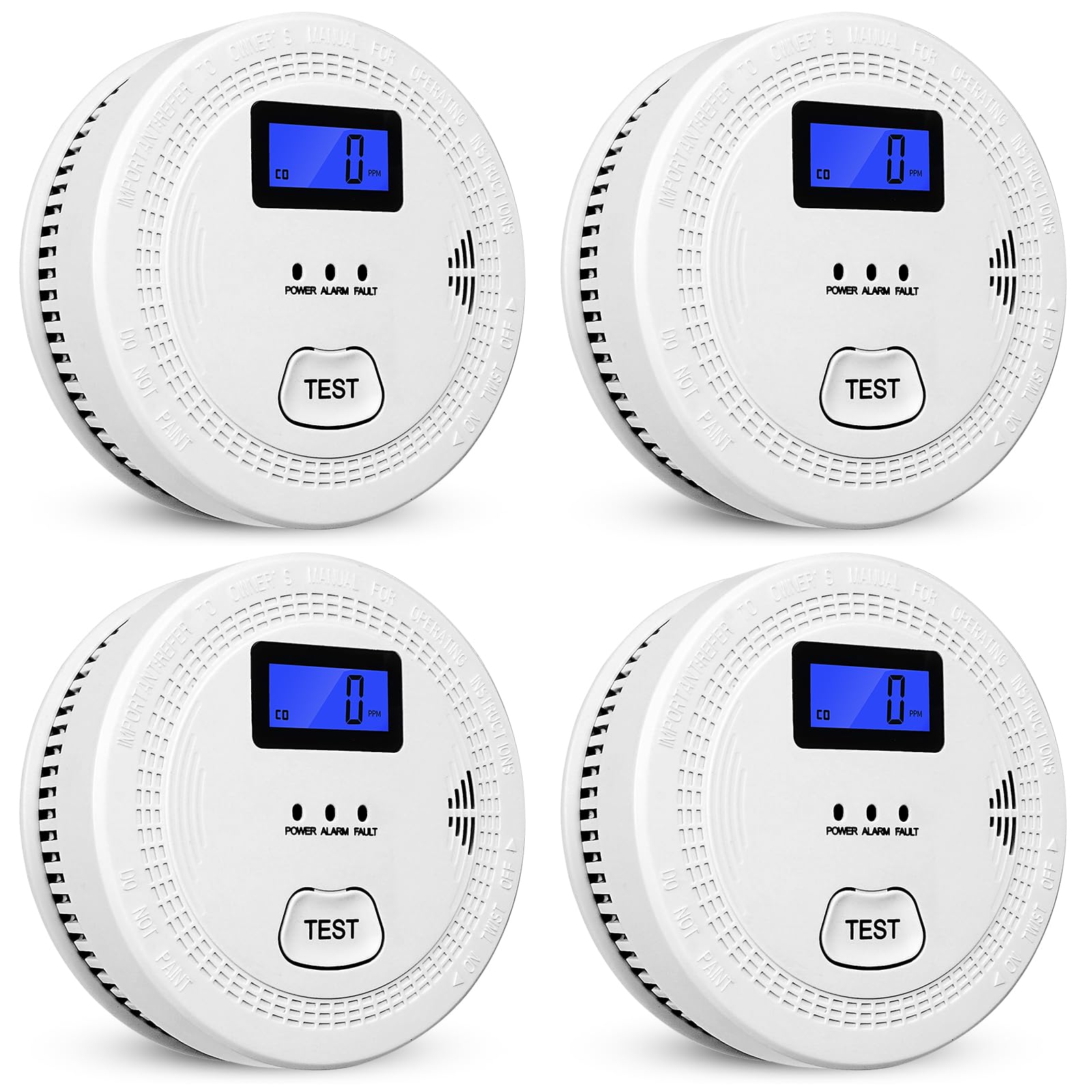 4-Pack,Smoke and Carbon Monoxide Detector,2 in 1 CO