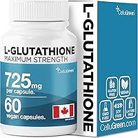 725mg L-Glutathione MOST POWERFUL AVAILABLE Antioxidant Support for Cellular Health, Liver Detox, Skin & Immune Health, Vegan