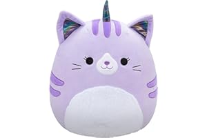 Squishmallows Original 14-Inch Analea Purple Tabby Caticorn with Fuzzy White Belly - Official Jazwares Large Plush