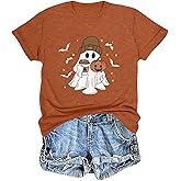 Halloween Shirts Women I'm Just Here Boos Funny Ghost Graphic Tee Tops