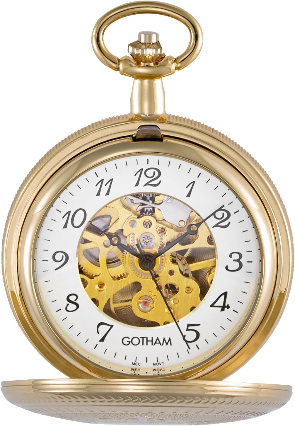 GothamMen's Gold Plated Double Hunter Mechanical Pocket Watch # GWC14051GA