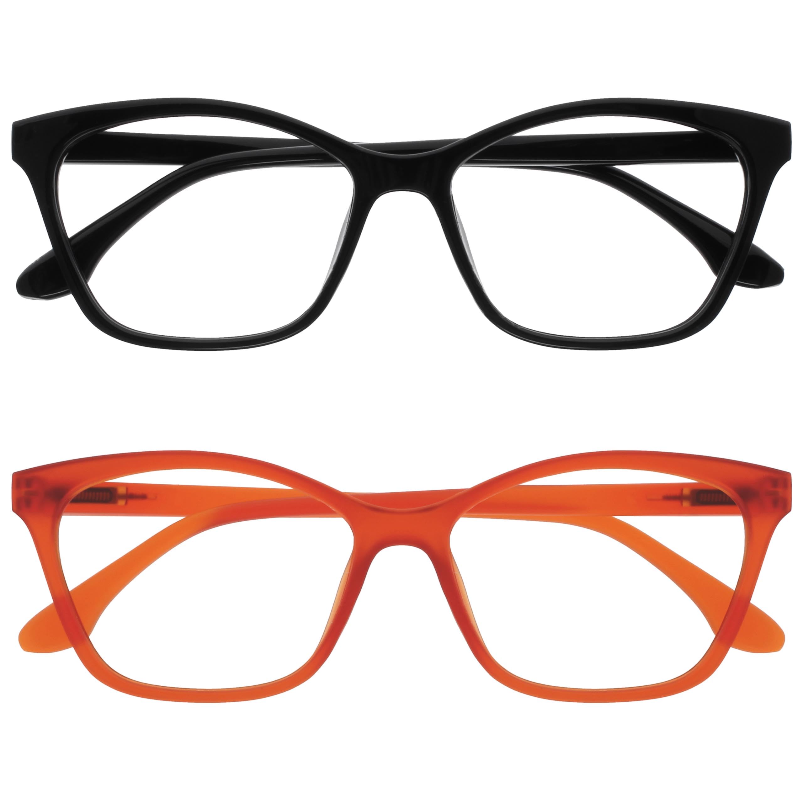 OPULIZE KAT Reading Glasses - 2-Pack - Cat-Eye Frame - Black, Orange - Men & Women - Spring Hinges - RR59-1G - +1.00 — image 1