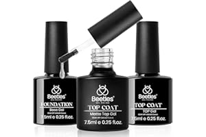 BEETLES GEL POLISH Beetles Matte Top Coat Gel Nail Polish Gel Top Coat & Base Set, 3Pcs Matte & Shiny Top Coat Nail Polish and Base Coat, No Wipe Long Lasting High Gloss and Matte Effects Soak off Uv DIY at Home