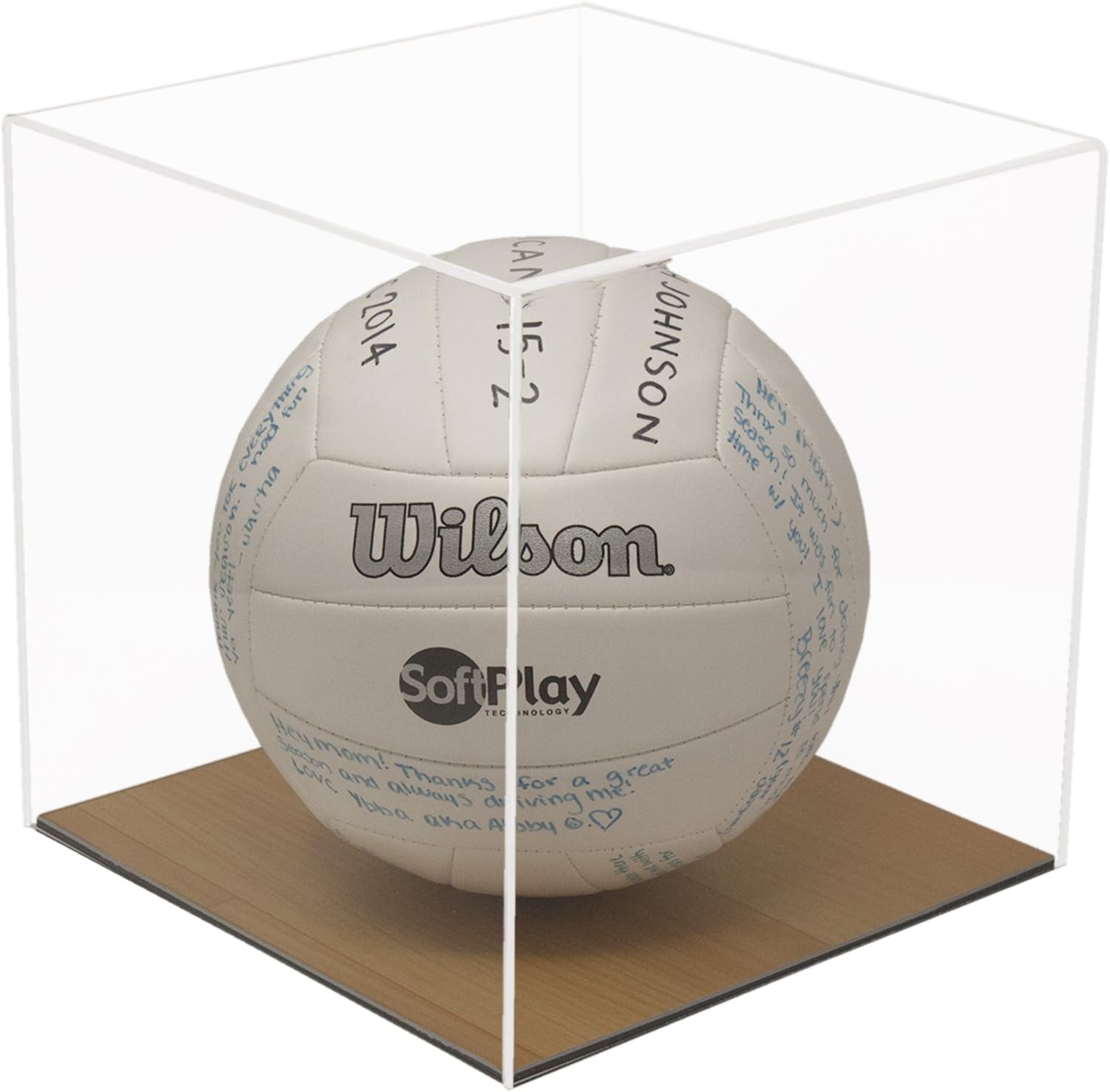 Acrylic Deluxe Clear Display Case - Medium Square Box with Simulated Wood Base 9.75" x 9.75" x 9.75" (A008-CWB)