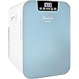 Cooluli 20L Mini Fridge For Bedroom - Car, Office Desk & College Dorm Room Glass Front Digital Temperature Control 12v Small Refrigerator for Food, Drinks, Skin Care, Beauty Breast Milk (Blue)