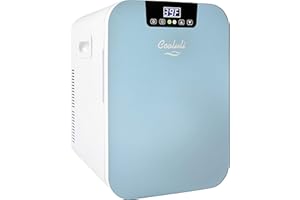 Cooluli 20L Mini Fridge For Bedroom - Car, Office Desk & College Dorm Room Glass Front Digital Temperature Control 12v Small Refrigerator for Food, Drinks, Skin Care, Beauty Breast Milk (Blue)