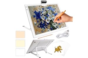 KOBAIBAN Wireless A3 LED Light Pad with Foldable Stand, Top Clip, 3 Colors/Stepless/ 6-Level Dimmable Brightness Rechargeable tracing Light Box/Board for Cricut Weeding Vinyl, Diamond Painting (White)